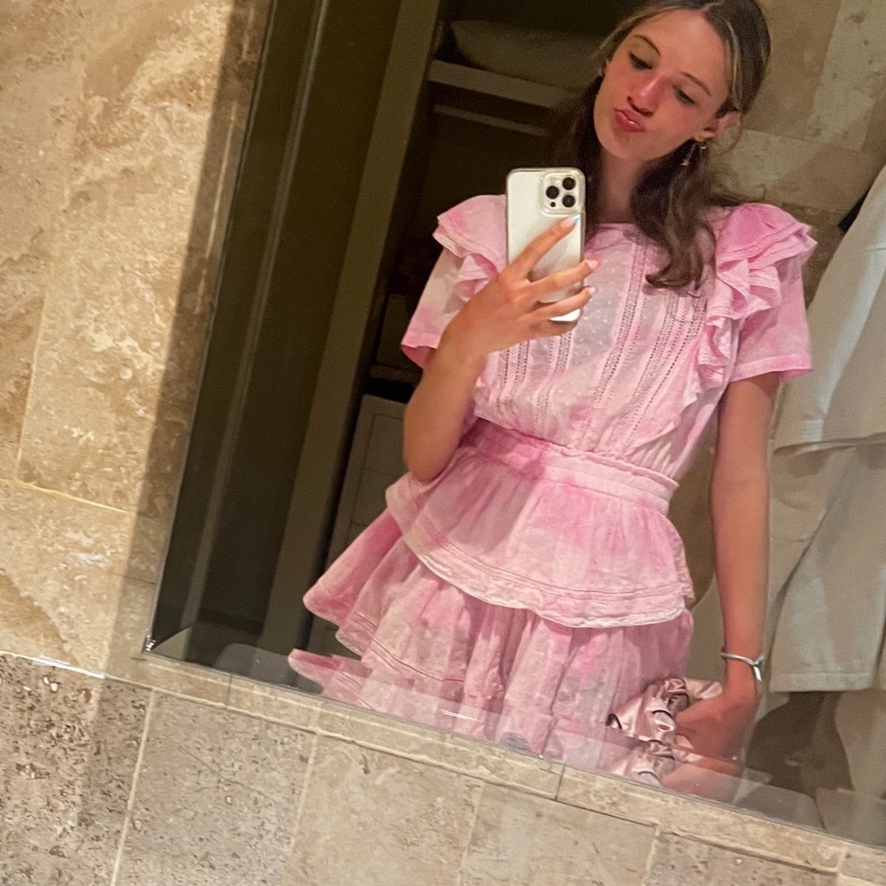 Love Shack Fancy Pink Ruffled Dress